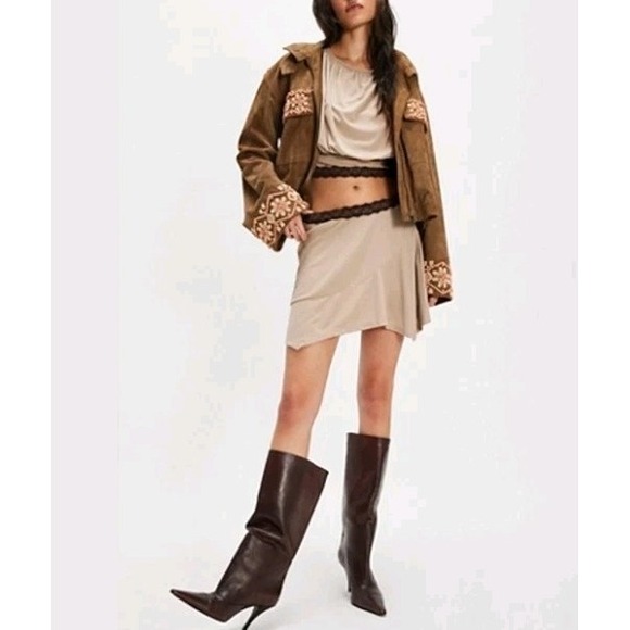 Free People Mundet Mini Skirt Set Smooth Stone XL NWT boho chic‎ two piece - Picture 3 of 8